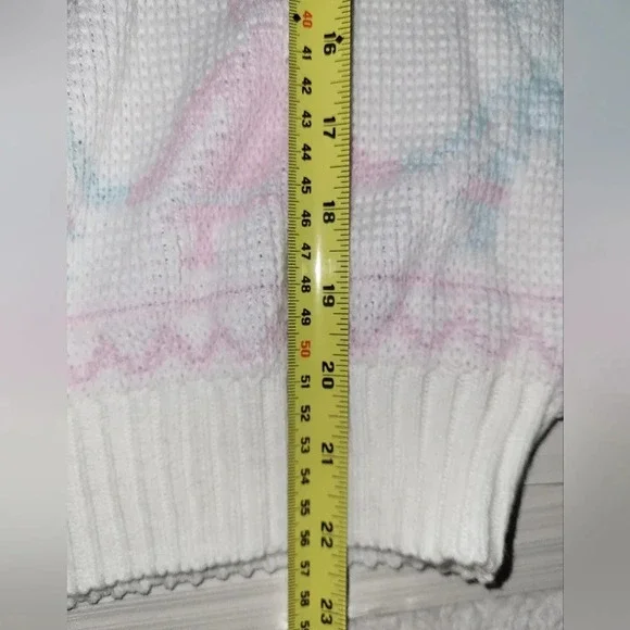 Vintage Cabin Creek Sweater Crew Lightweight White Floral 80s‎ 90s - Picture 7 of 8